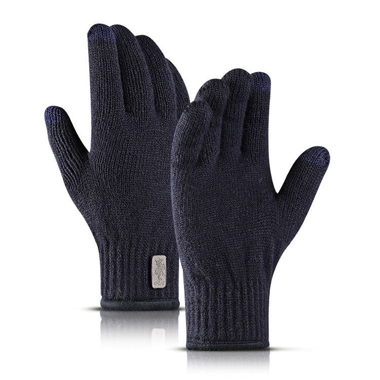 Simple Knitting Warm Double Layer Men Women Gloves