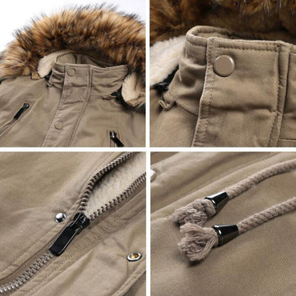 سترة باركر سميكة من القطن بغطاء للرأس كاجوال فضفاضة للرجال