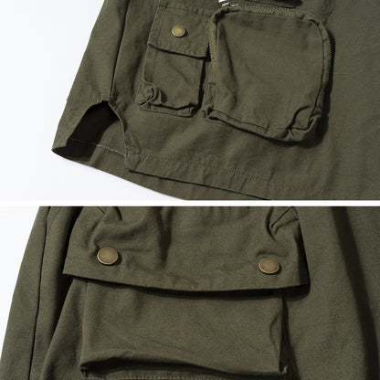 Estilo militar cor sólida cor tridimensional de bolso multi-bolso shorts masculinos funcionais