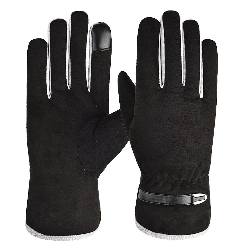Outdoor Cycling Solid Color Touch Screen Full Finger Gloves