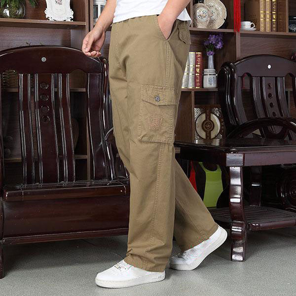 Casual Cotton Washed Loose Men's Cargo Pants - KINGEOUS