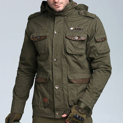 Airborne Series Multi-pocket Hooded Thicken Men's Jacket - KINGEOUS