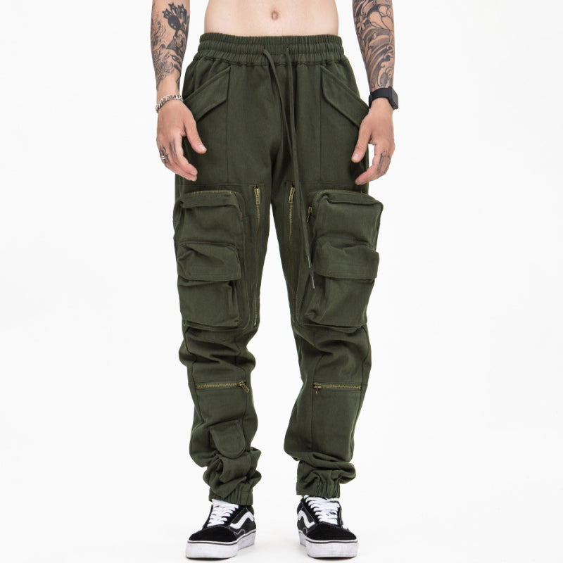 New Trendy Brand  High Street Multi-pocket Functional Tooling Casual Pants