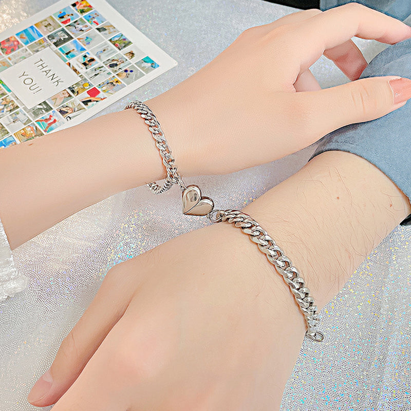 Heart Magnetic Attraction Stainless Steel Couple Bracelets