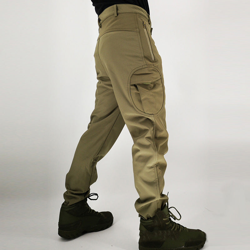 Fleece Soft Shell Wear-resistant Plus Velvet Outdoor Men Pants