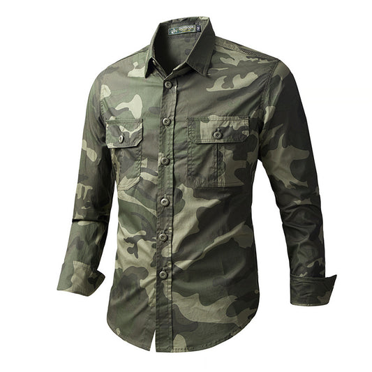 Outdoor Camo Cargo Revers Langarm -Männerhemd