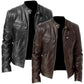 Cool Locomotive Style Zipper Men's Leather Jacket