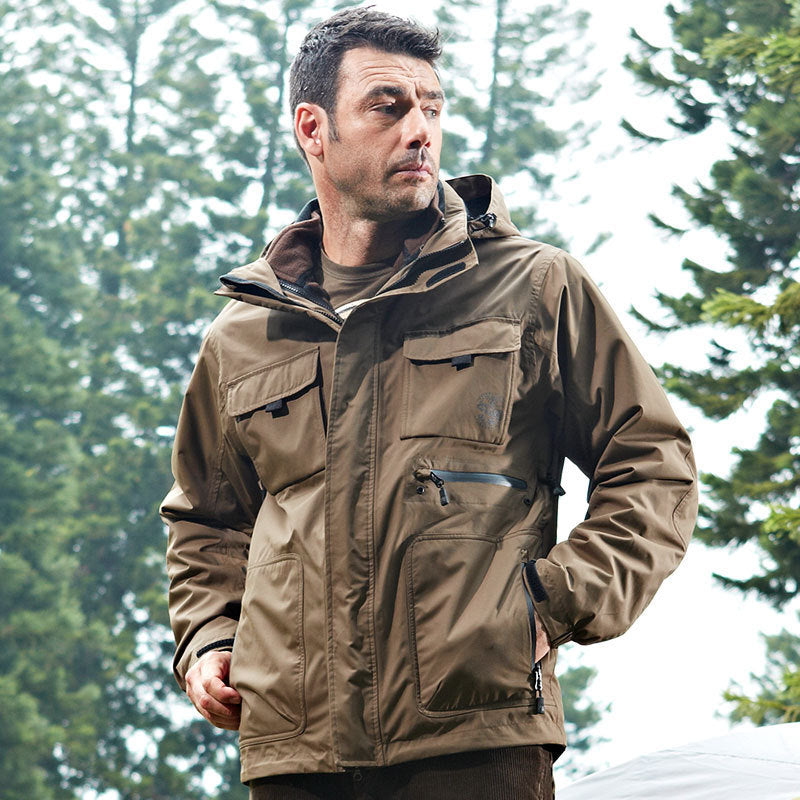 Three-in-one Windbreaker Thickened Removable Liner Cotton-padded Men Jacket