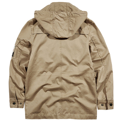 Jaqueta masculina com capuz de algodão ao ar livre