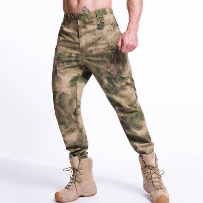 Camuflagem ao ar livre acampando calças masculinas escondidas