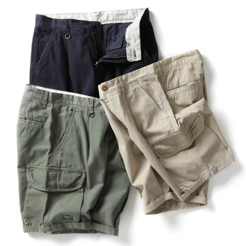 Casual Workwear Style Solid Color Cotton Men's Shorts