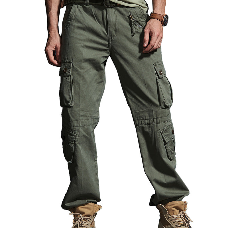 Casual Solid Color Multi-pocket Men's Pants