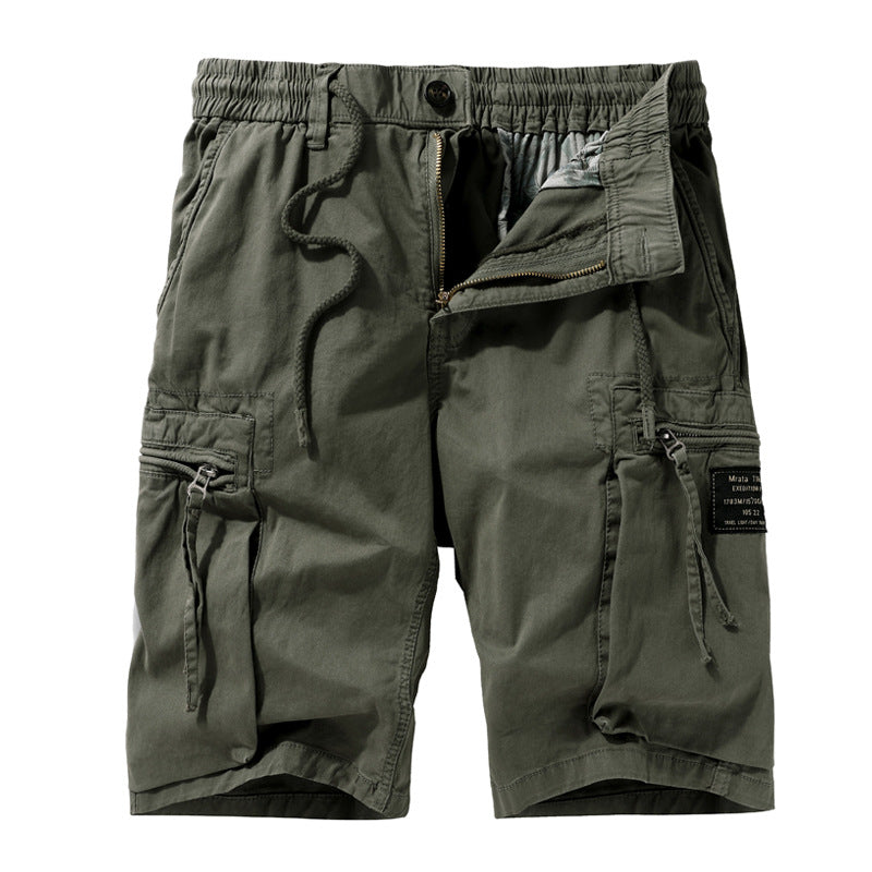 Casual Solid Color Zipper Pocket Men's Shorts
