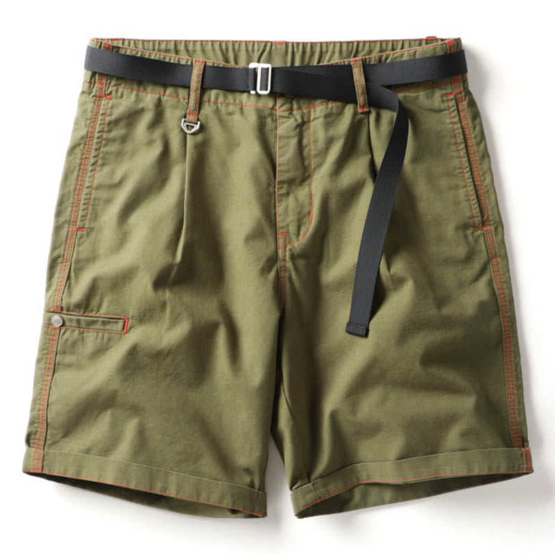 Solid Color Casual Green Washed Cotton Lightweight Men's Shorts