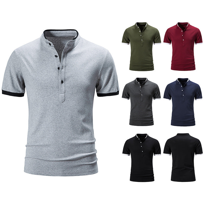 Simple Stand Collar Men's POLO Bottoming T-shirts