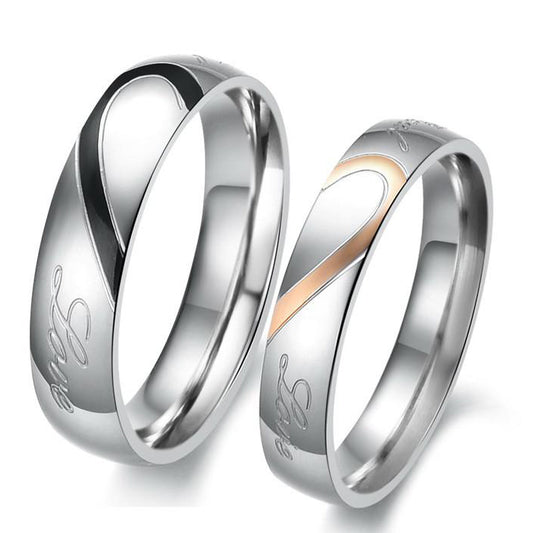 Sweet Heart Real Love Stainless Steel Couple Rings