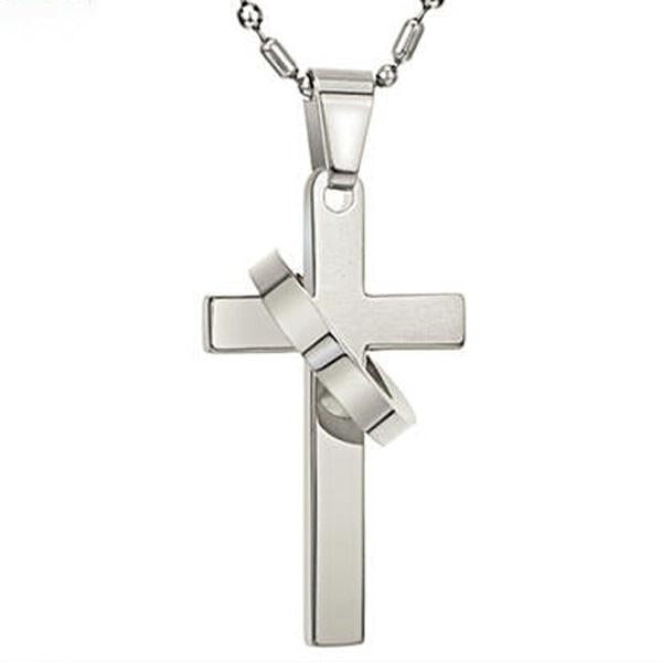 Cross Shape Titanium Steel Couple Necklaces - KINGEOUS