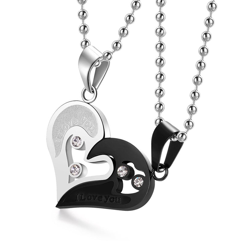 I Love You Heart Titanium Steel Couple Necklaces